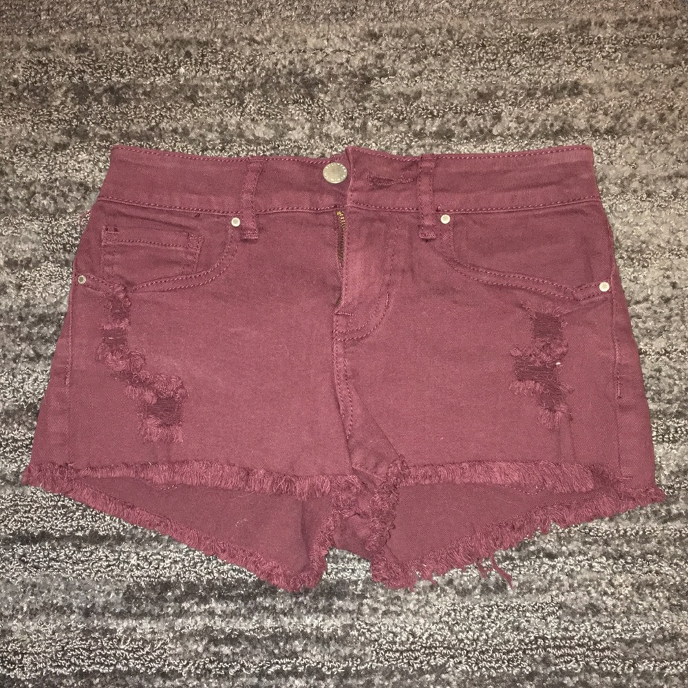 Maroon size 24 low-rise shorts